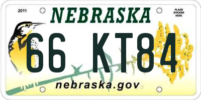NE license plate 66KT84