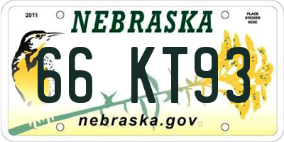 NE license plate 66KT93