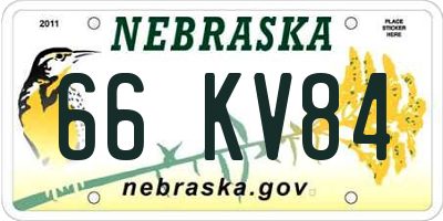 NE license plate 66KV84