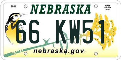 NE license plate 66KW51