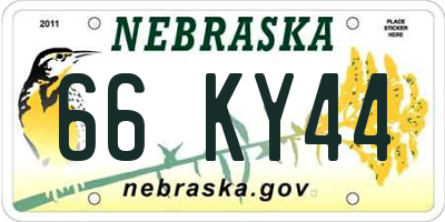 NE license plate 66KY44