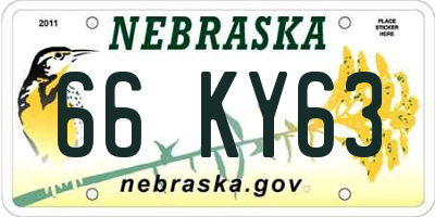 NE license plate 66KY63