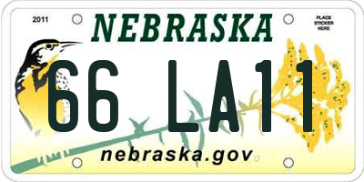 NE license plate 66LA11