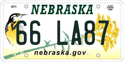 NE license plate 66LA87