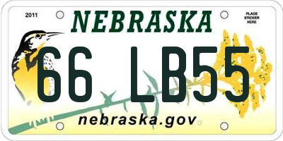 NE license plate 66LB55