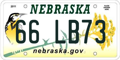 NE license plate 66LB73
