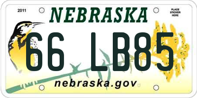 NE license plate 66LB85