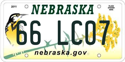 NE license plate 66LC07