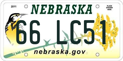 NE license plate 66LC51