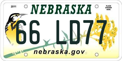 NE license plate 66LD77