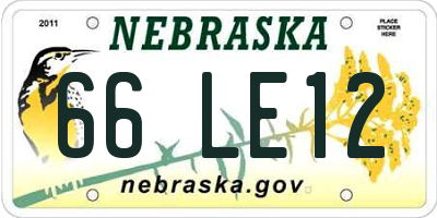 NE license plate 66LE12