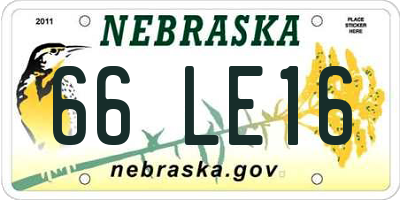 NE license plate 66LE16