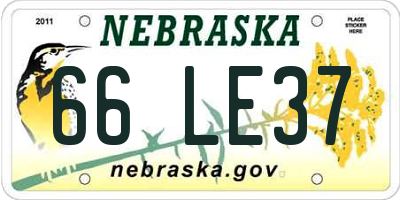 NE license plate 66LE37