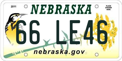 NE license plate 66LE46