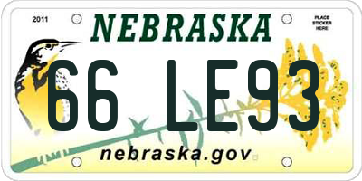 NE license plate 66LE93