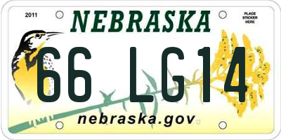 NE license plate 66LG14