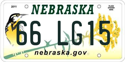 NE license plate 66LG15