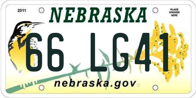 NE license plate 66LG41