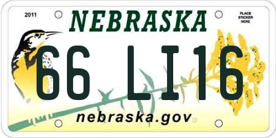 NE license plate 66LI16
