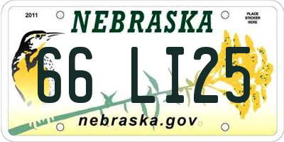 NE license plate 66LI25