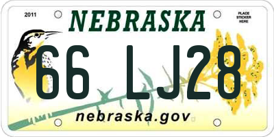 NE license plate 66LJ28