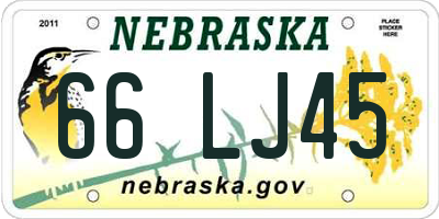 NE license plate 66LJ45