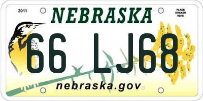 NE license plate 66LJ68
