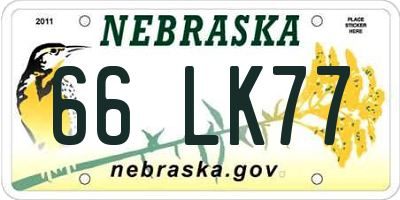 NE license plate 66LK77