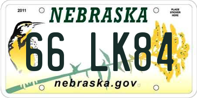 NE license plate 66LK84