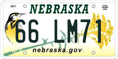NE license plate 66LM71