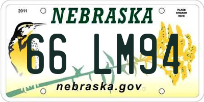 NE license plate 66LM94