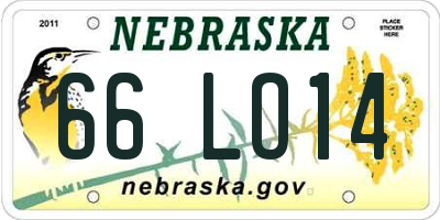 NE license plate 66LO14