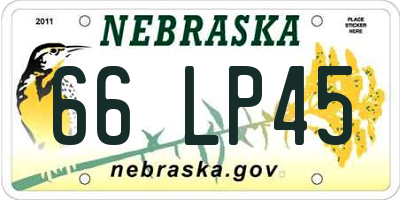 NE license plate 66LP45