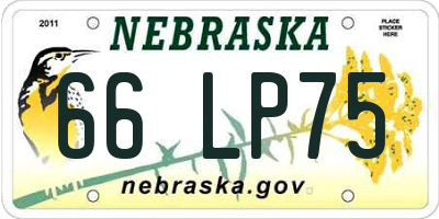 NE license plate 66LP75
