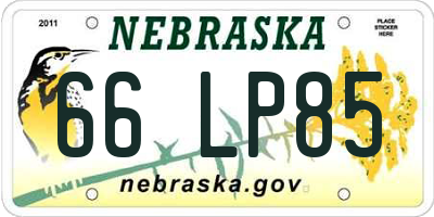 NE license plate 66LP85