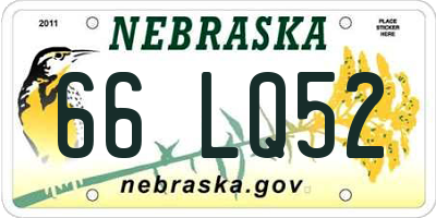 NE license plate 66LQ52