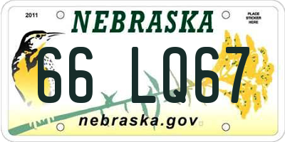 NE license plate 66LQ67