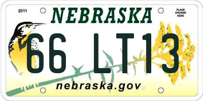 NE license plate 66LT13