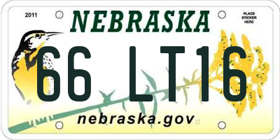 NE license plate 66LT16