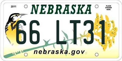 NE license plate 66LT31