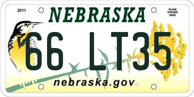 NE license plate 66LT35