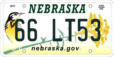 NE license plate 66LT53