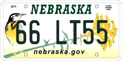 NE license plate 66LT55
