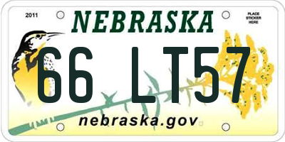 NE license plate 66LT57
