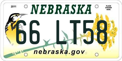 NE license plate 66LT58