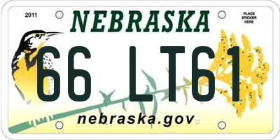 NE license plate 66LT61
