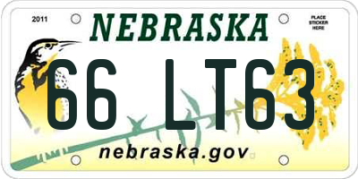 NE license plate 66LT63