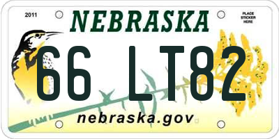 NE license plate 66LT82