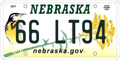 NE license plate 66LT94