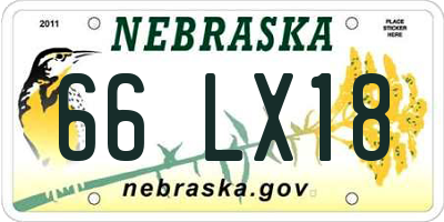 NE license plate 66LX18